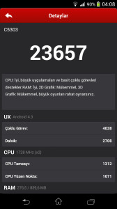 Xperia Sp 4.3 Benchmark puanı